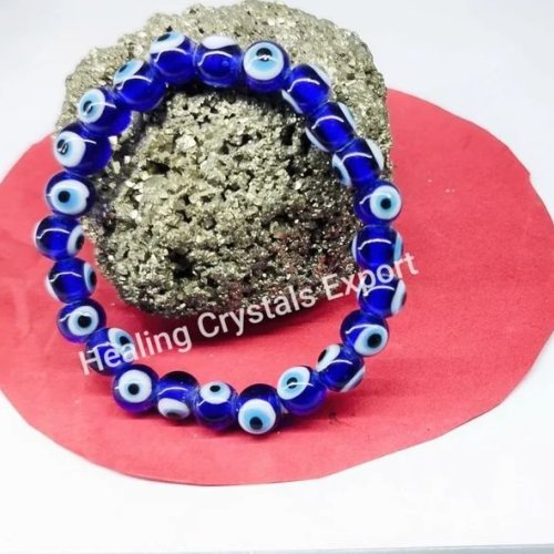 Blue Evil Eye Beaded Crystal Bracelet