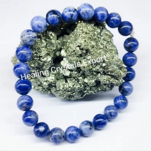 Blue Sodalite Polished Beaded Stretch Bracelet