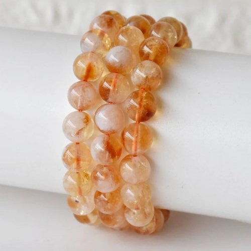 Citrine Golden Beaded Stretch Bracelet