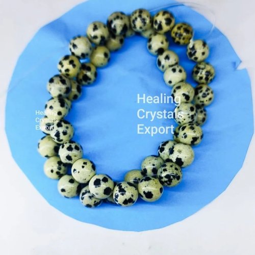 Dalmatian Jasper Spotted Beaded Stretch Bracelet