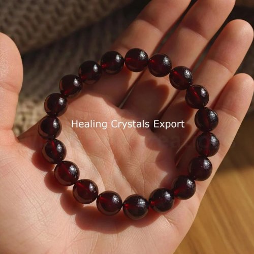 Garnet Deep Red Beaded Stretch Bracelet