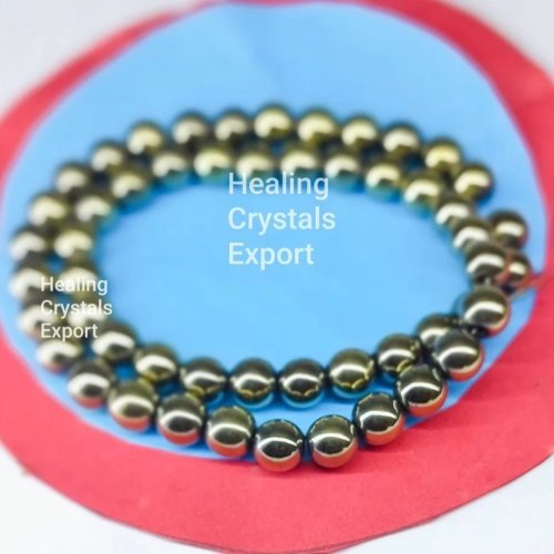 Golden Hematite Metallic Beaded Stretch Bracelet
