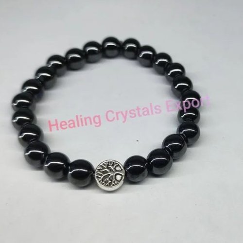 Hematite Polished Beaded Stretch Bracelet