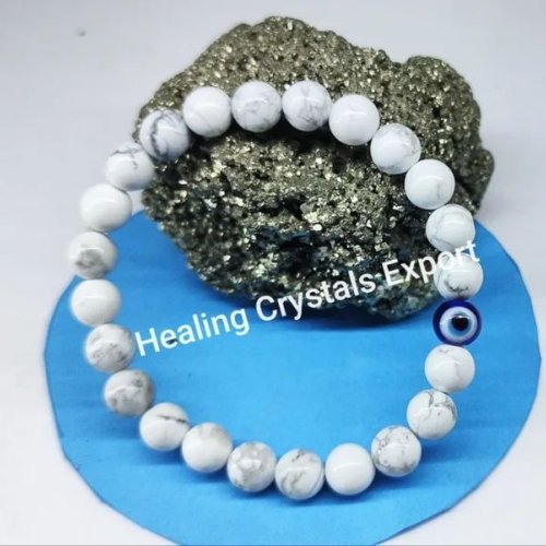 Howlite Evil Eye Beaded Crystal Bracelet