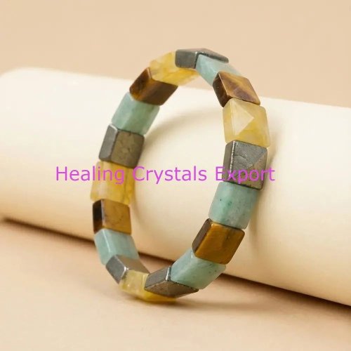 Money Magnet Pyramid Multistone Stretch Bracelet