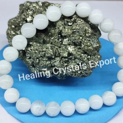 Moonstone Polished Beaded Stretch Bracelet
