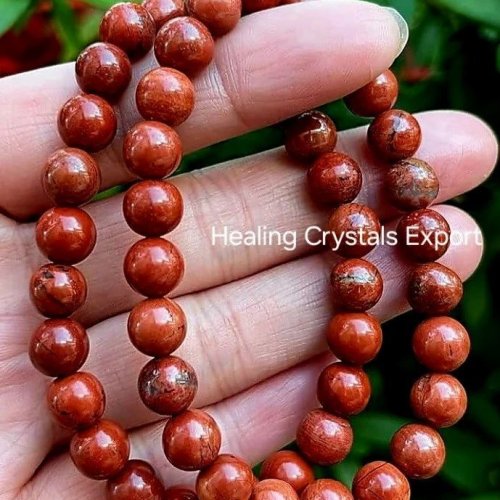 Natural Red Jasper Beaded Stretchable Bracelet