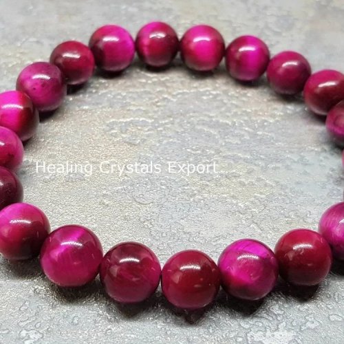 Pink Tiger Eye Beaded Bracelet