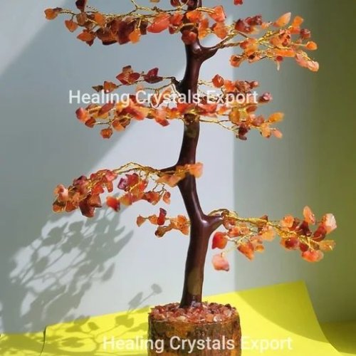 red carnelian chip crystal gemstone tree