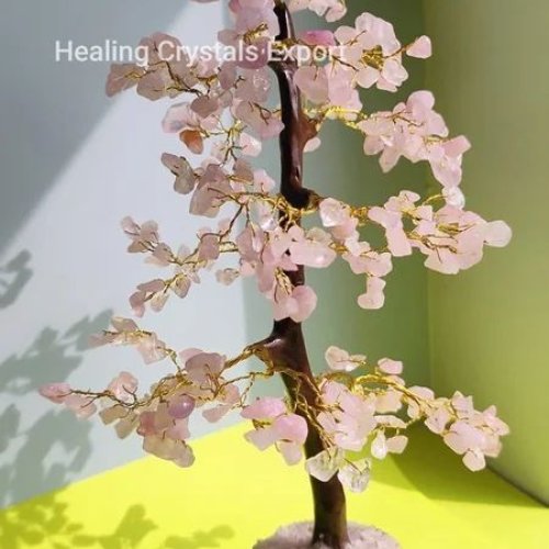 Rose Quartz Chip Crystal Decor Tree