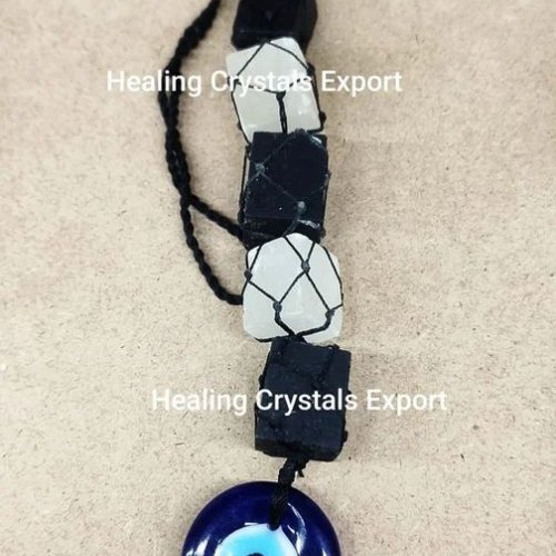 selenite tourmaline evil eye protection hanging decoration