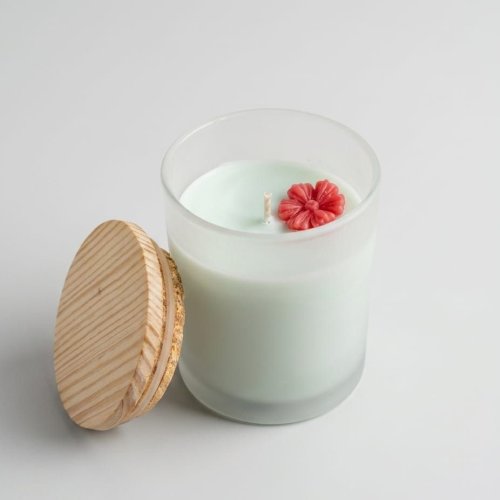 Luxury Frosted Glass Candle Jar with Wooden Lid Candle