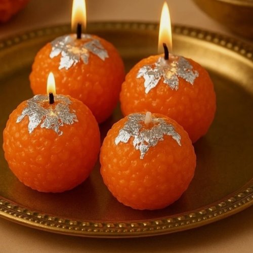 Decorative Festive Motichoor Laddu Candles Candle
