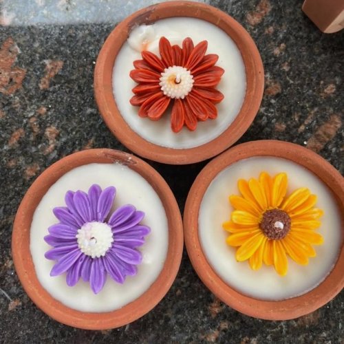 Multicolor Flower Diya Decorative Candle
