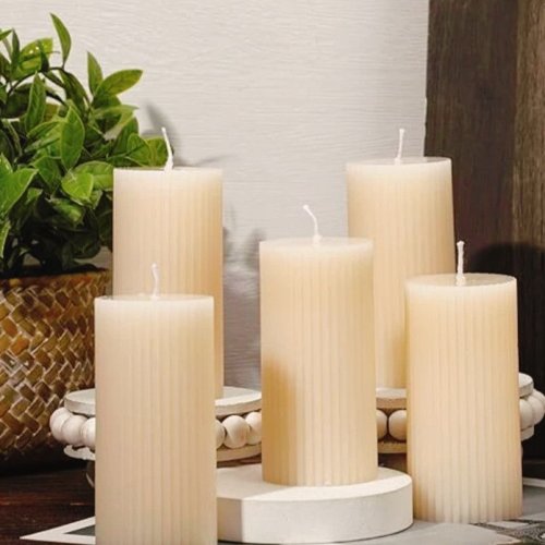 Ribbed Pillar Premium Scented Candle