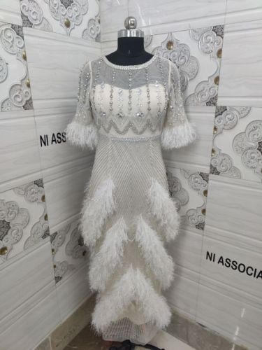 Luxury Dubai White Ankle Length Dress