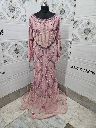 Pink Beaded Evening Dress