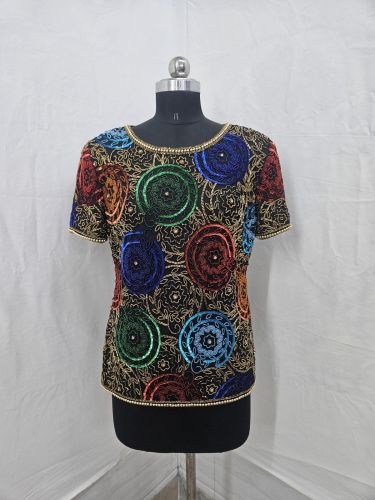 Women Silk Beaded Top
