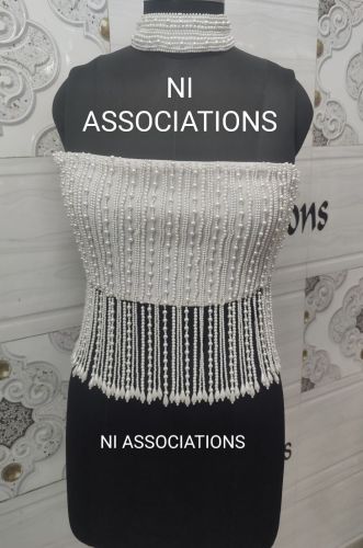 White Pearl Embroidered Crop Top