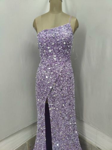 One Shoulder Sequin Prom Dress