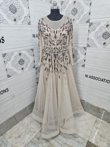 Embroidered Flared Ball Gown