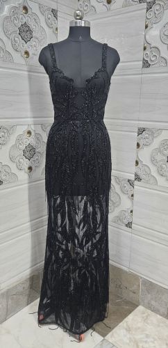 Black Embellished Long Maxi Dress