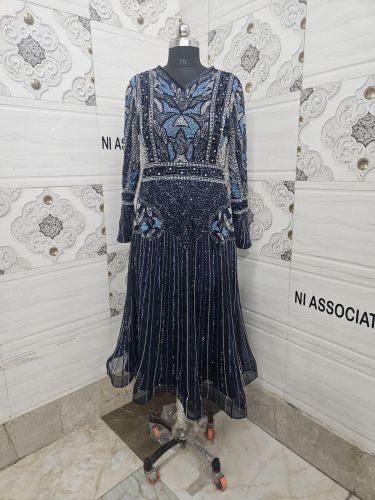 Black Crystal Embellished Party Gown