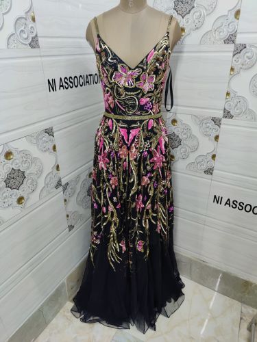 Floral Embellished Spaghetti Dress