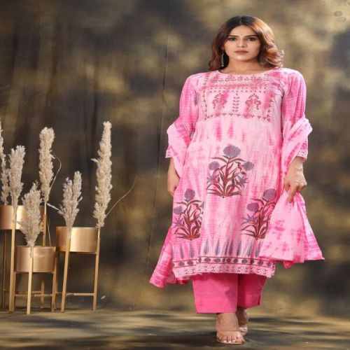 Shibori Printed Cotton Kurta Pant Dupatta Set