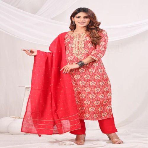 Women Gotta Patti Uppada Silk Trousers Kurta Set