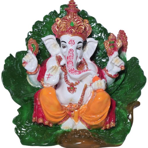 Ganesh Ji Leaf Back Decorative Idol Showpiece