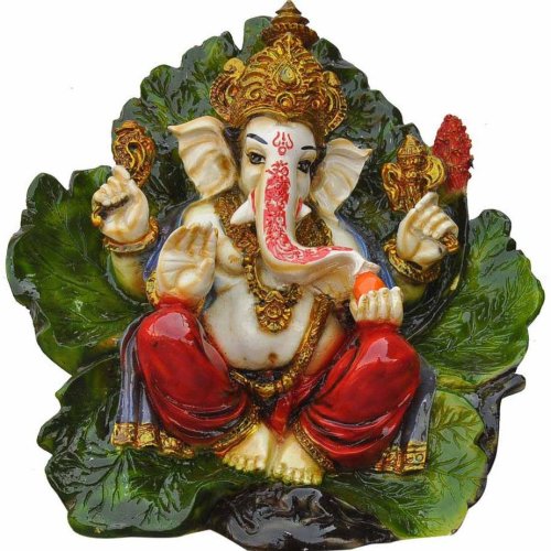 Ganpati Leaf Back Blessing Idol Statue
