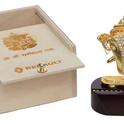 Golden Ganesh Car Dashboard Idol with Box