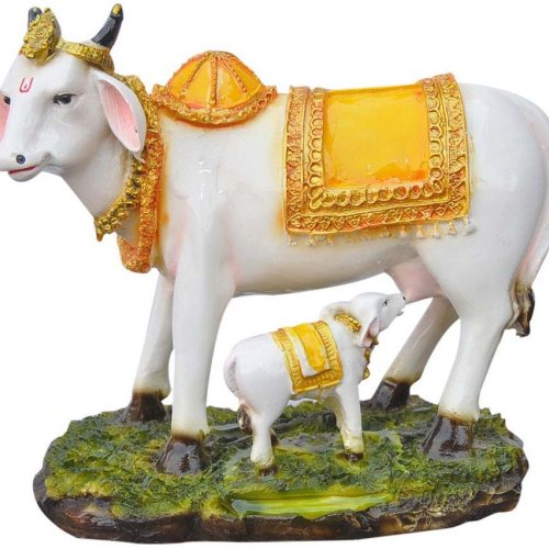 Kamdhenu Cow with Calf Sacred Idol Decorative Statue