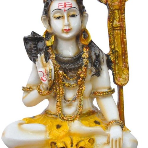 Lord Shiva Sitting Idol with Trishul Blessing Pose Statue