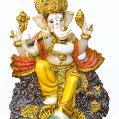 Musical Ganpati Veena Pose Decorative Murti