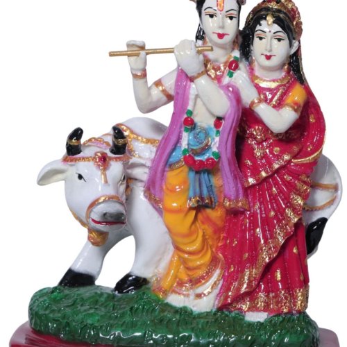 Radha Krishna Flute Cow Decorative Idol