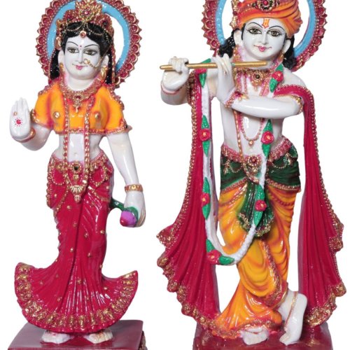Radha Krishna Standing Flute Pair Idol Set
