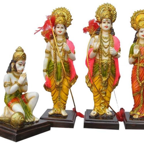 RAM Darbar Set Standing Idols with Kneeling Hanuman