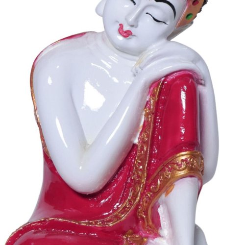 Resting Buddha Red Robe Marble Finish Idol