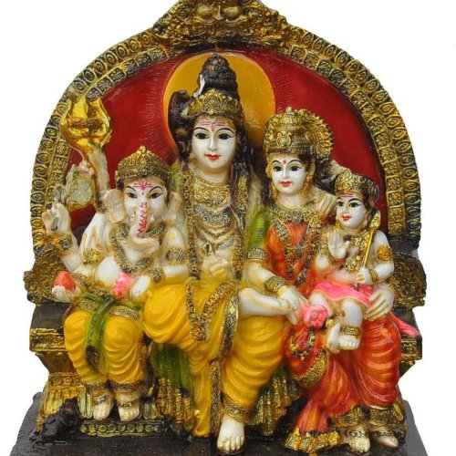Shiv Parivar Sitting Decorative Idol with Ganesh Kartikeya Statue