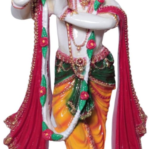 Standing Krishna Flute Marble Finish Decorative Idol