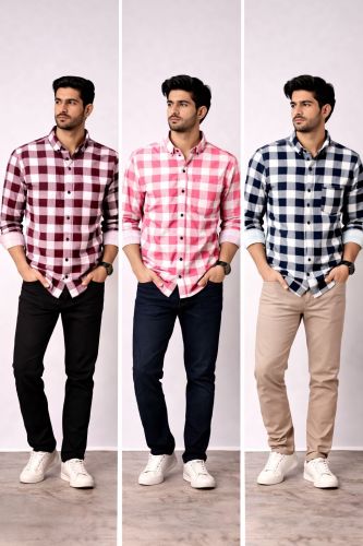 Men Checked Laffer Fabric Casual Shirt