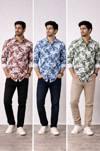 Men Floral Printed Laffer Fabric Casual Shirt