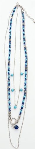 Blue Multi Layered Beaded Necklace