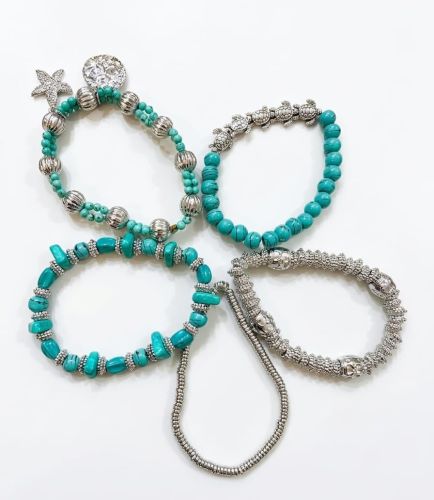 Bohemian Turquoise and Silver Charm Bracelet