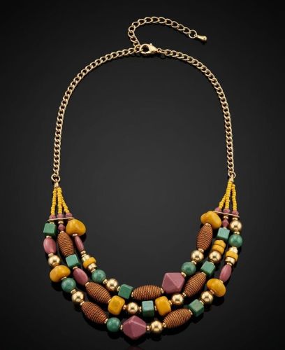 Colorful Wooden Bead Statement Necklace