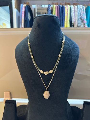 Deebaco Gold Plated Multi Layered Stone Chain Necklace