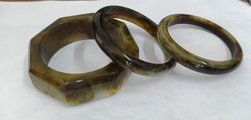 Geometric Round Marbled Resin Bangle