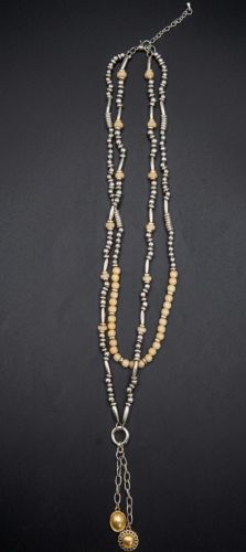 Layered Cylindrical Beaded Necklace